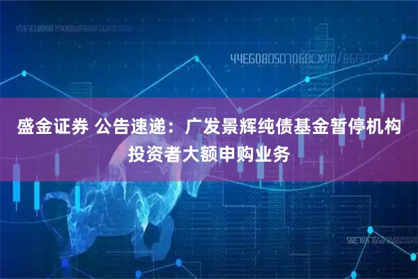 盛金证券 公告速递：广发景辉纯债基金暂停机构投资者大额申购业务